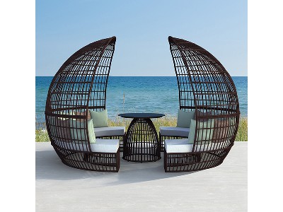 Rattan circular bed 6