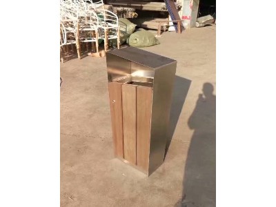 不锈钢海棠木垃圾桶
