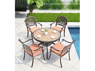 Cast aluminum tables and chairs