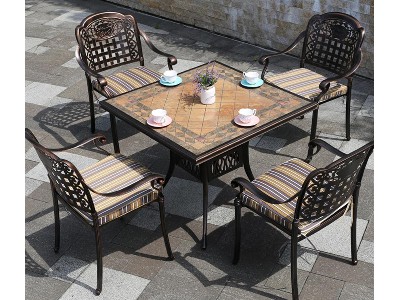 Lattice chair with ceramic tile platform